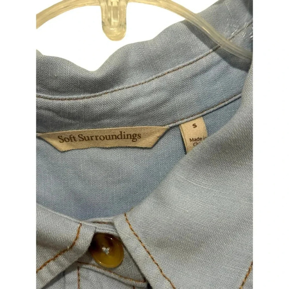 Soft Surroundings Tiered Button-Up Casual Midi Shirt Dress Size S denim - Picture 4 of 10